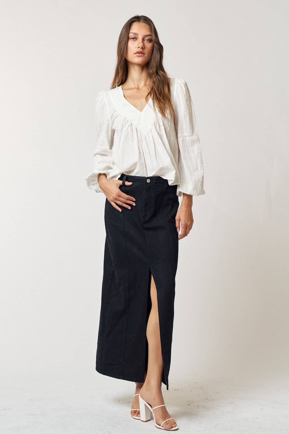 Khaki Skirt w/ Front Slit