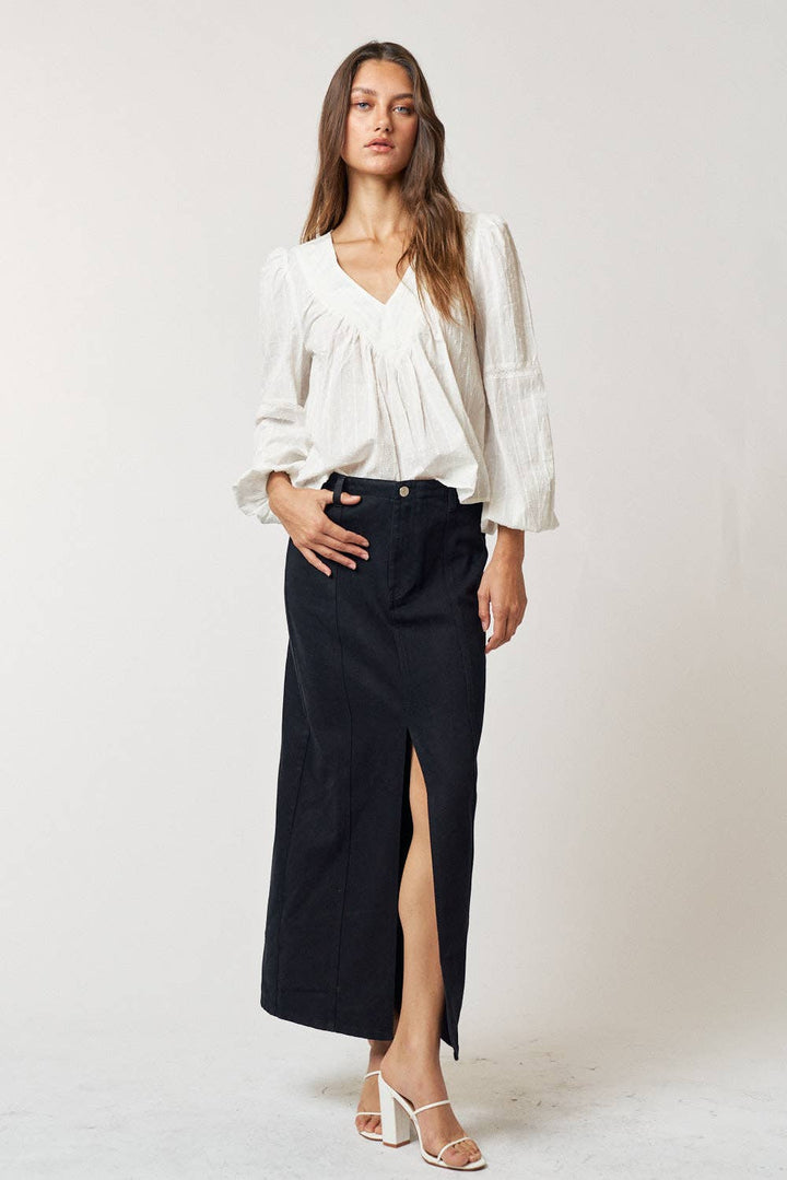 Khaki Skirt w/ Front Slit