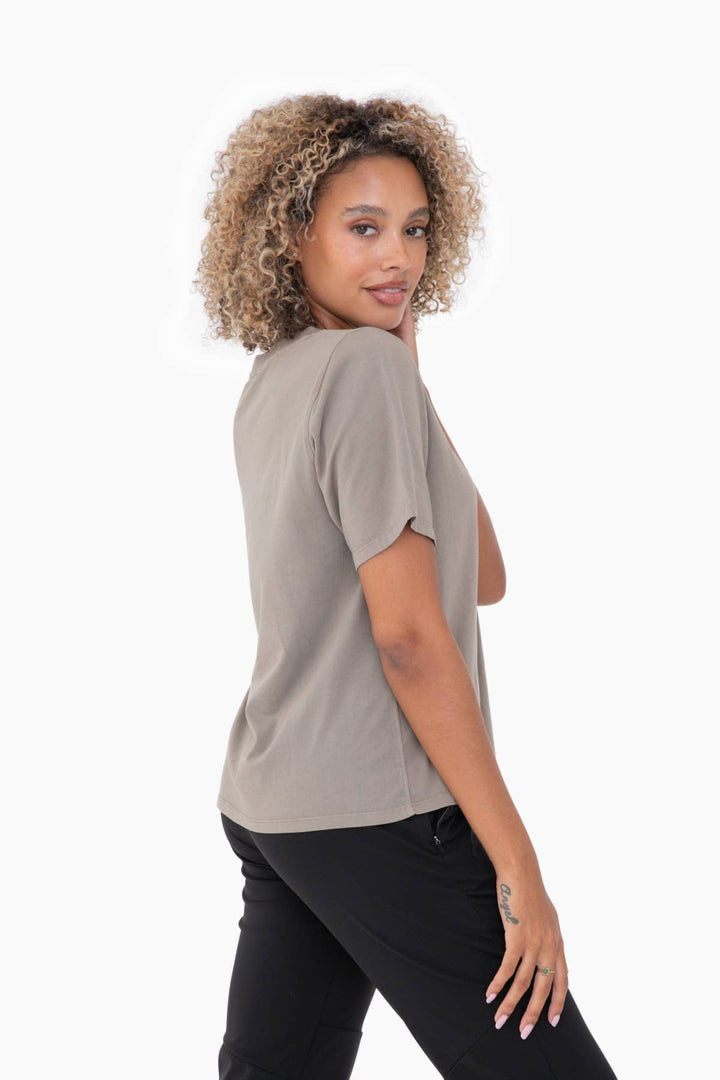 Cotton Blend V-Neck Tee: White