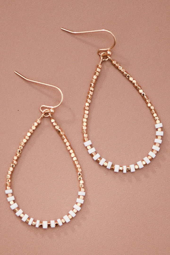 Gold Plated Brass and Natural Stone Drop Earrings