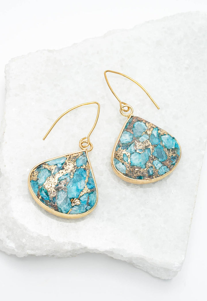 14K Gold Plated Natural Stone Earrings
