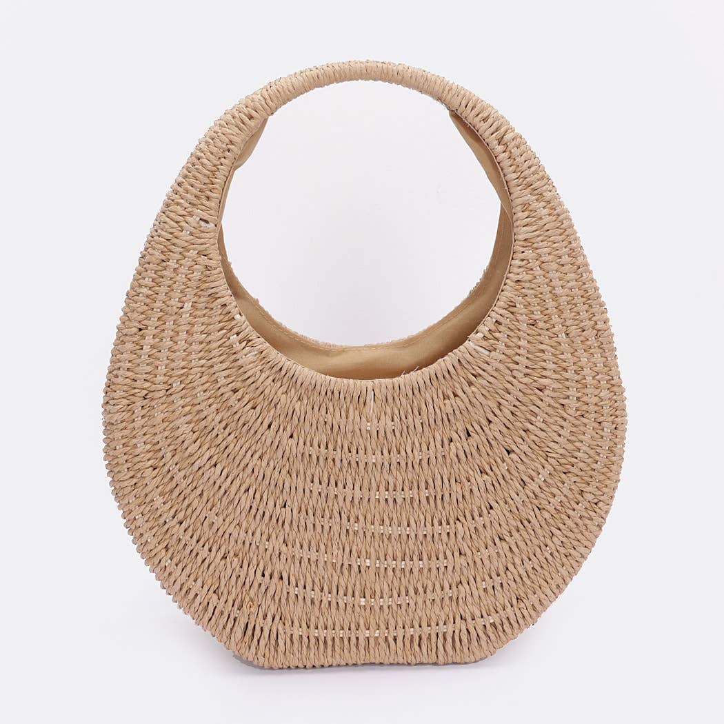 Faux Straw Hard Hobo Bag