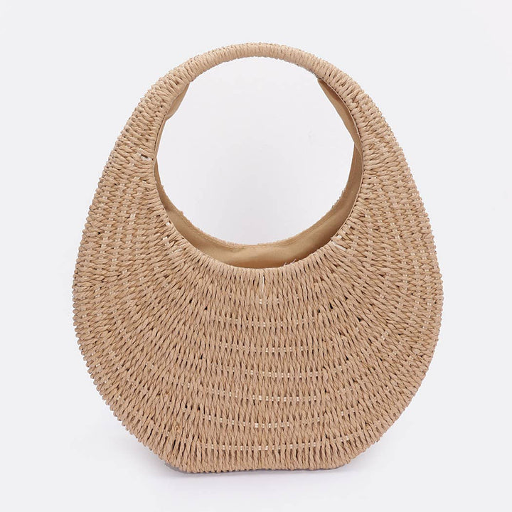 Faux Straw Hard Hobo Bag