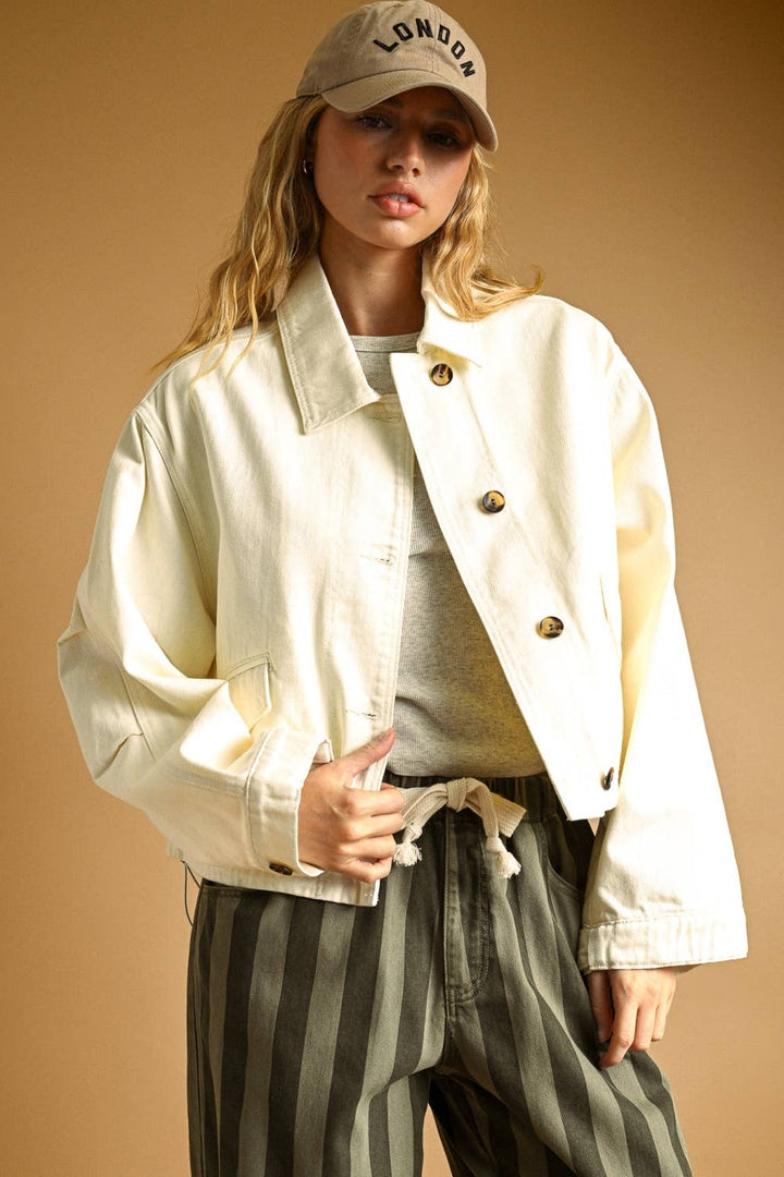Navy Long Sleeve Cotton Jacket