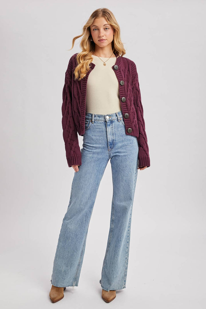 Button Front Cardigan Sand