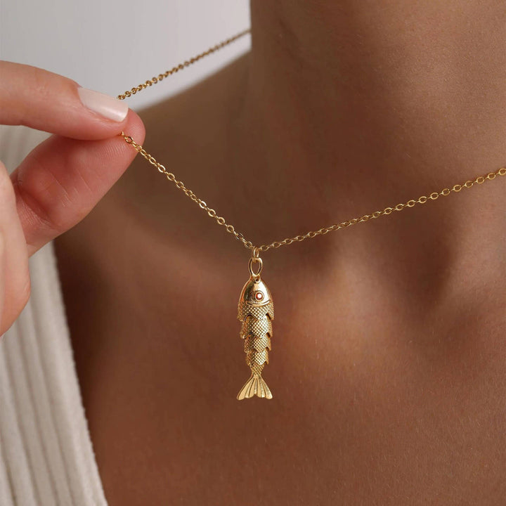 18K Stainless Steel Gold Fish Necklace