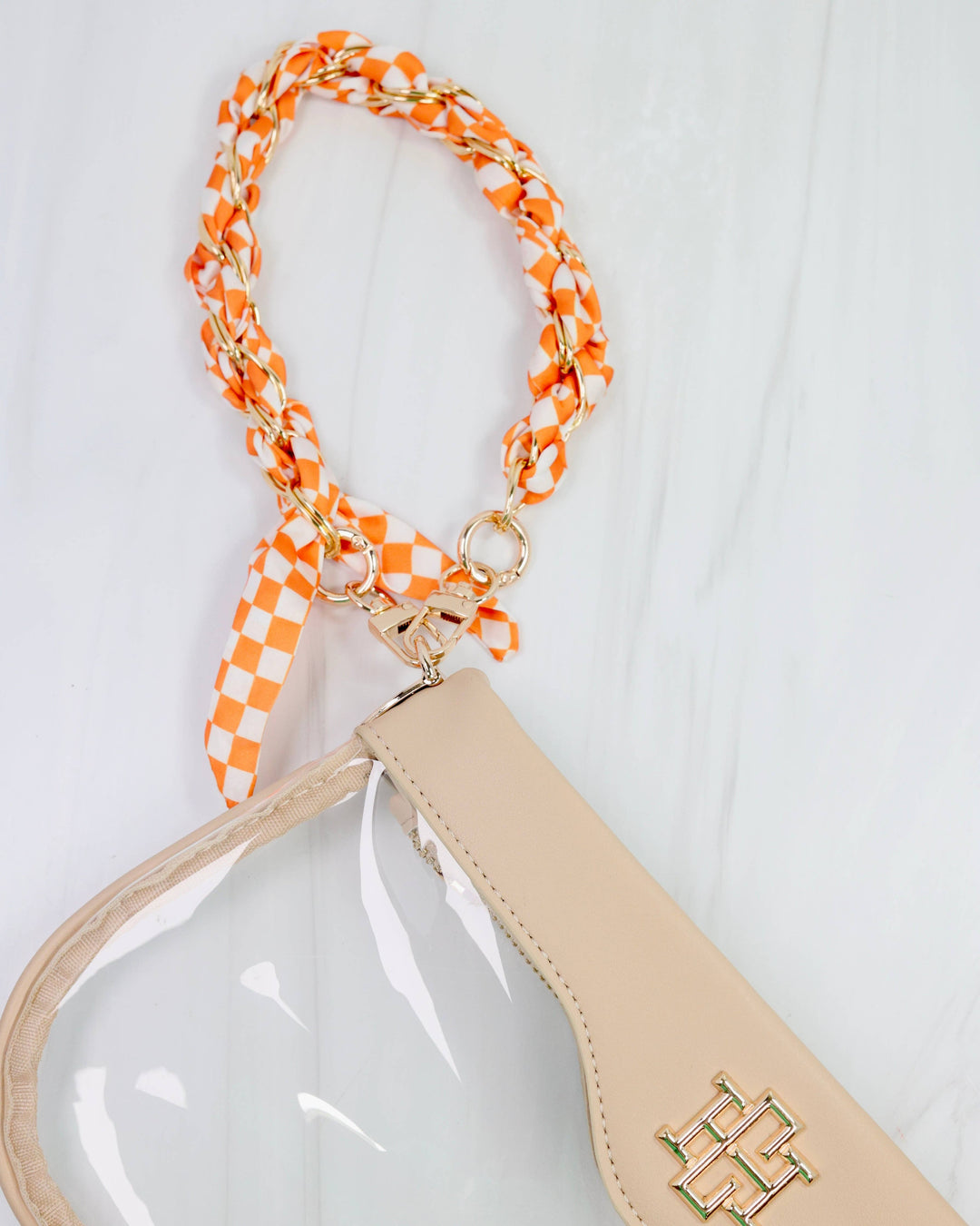 Orange & White Scarf Purse Chain