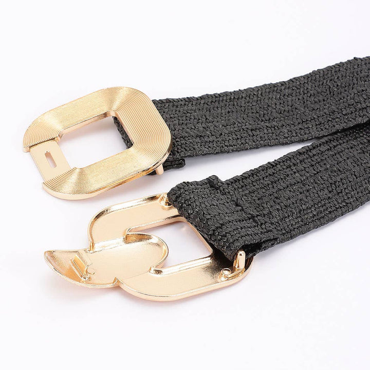 Metal Buckle Elastic Belt-Black