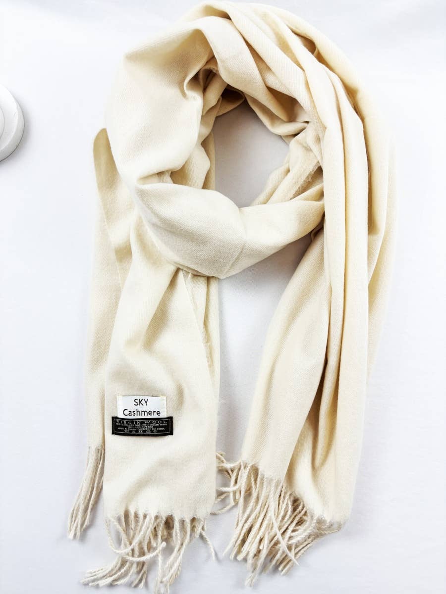 Red Solid Cashmere Scarf With Tassel