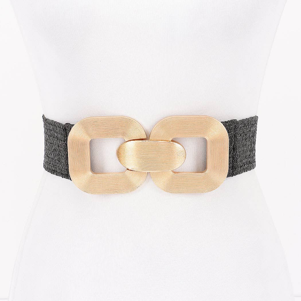 Metal Buckle Elastic Belt-Black