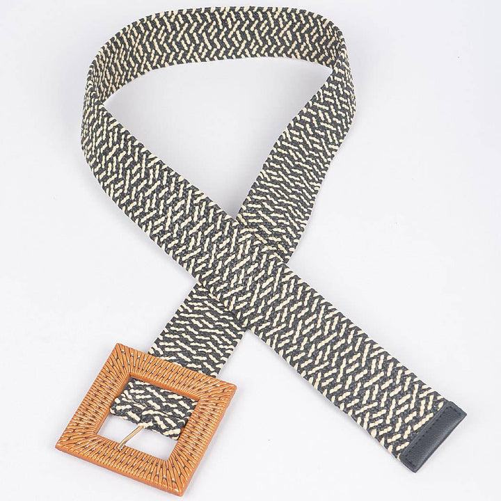 Faux Bamboo Buckle Elastic Belt
