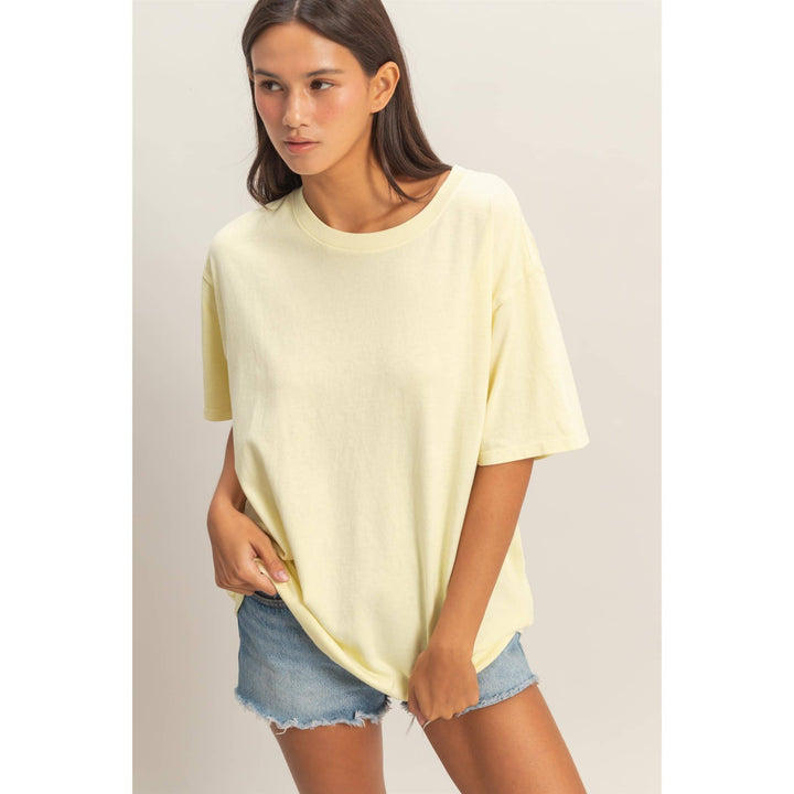Cotton yellow crew Neck T-Shirt