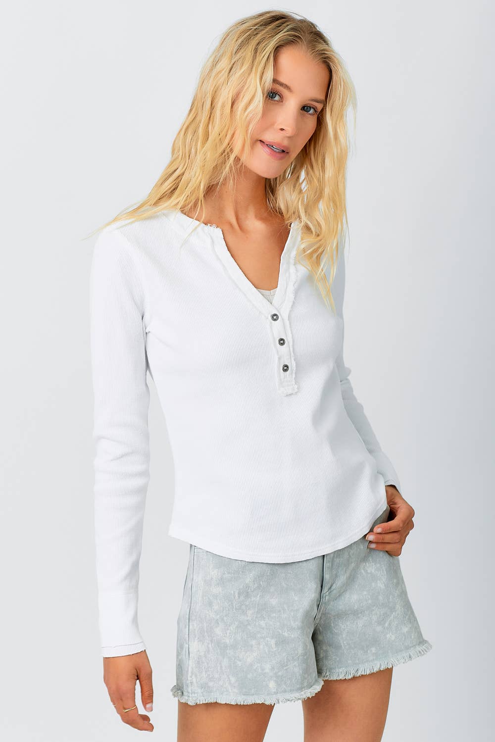 Off-White Washed Thermal Henley Top