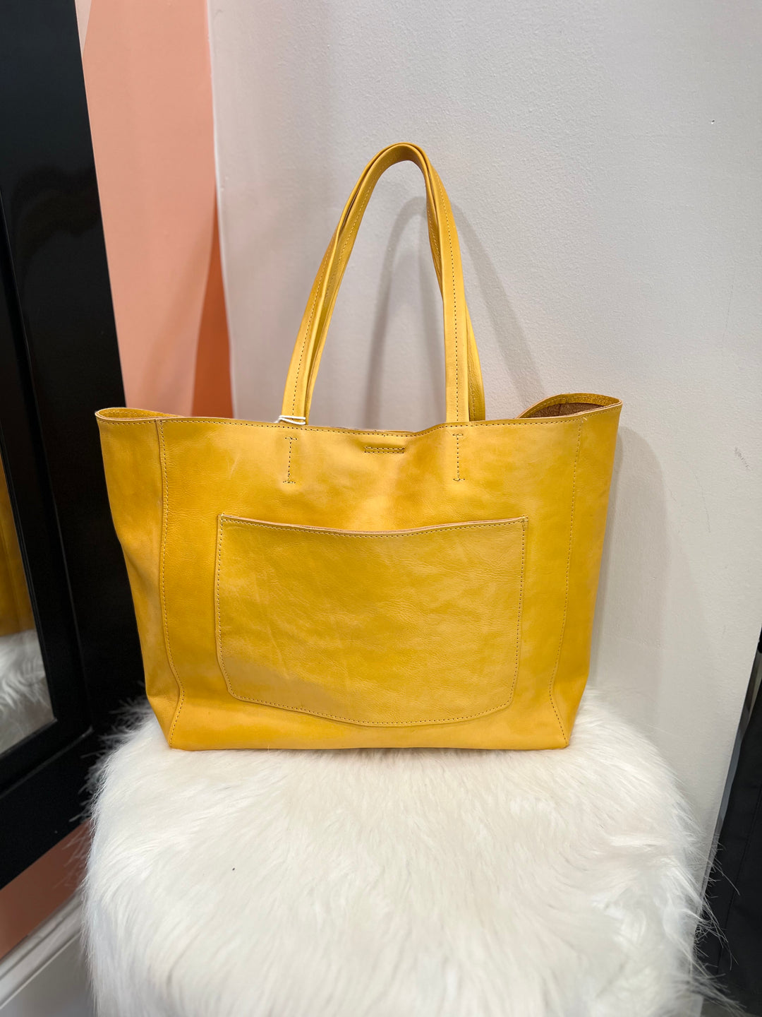 Yellow Leather Handbag-REDUCED