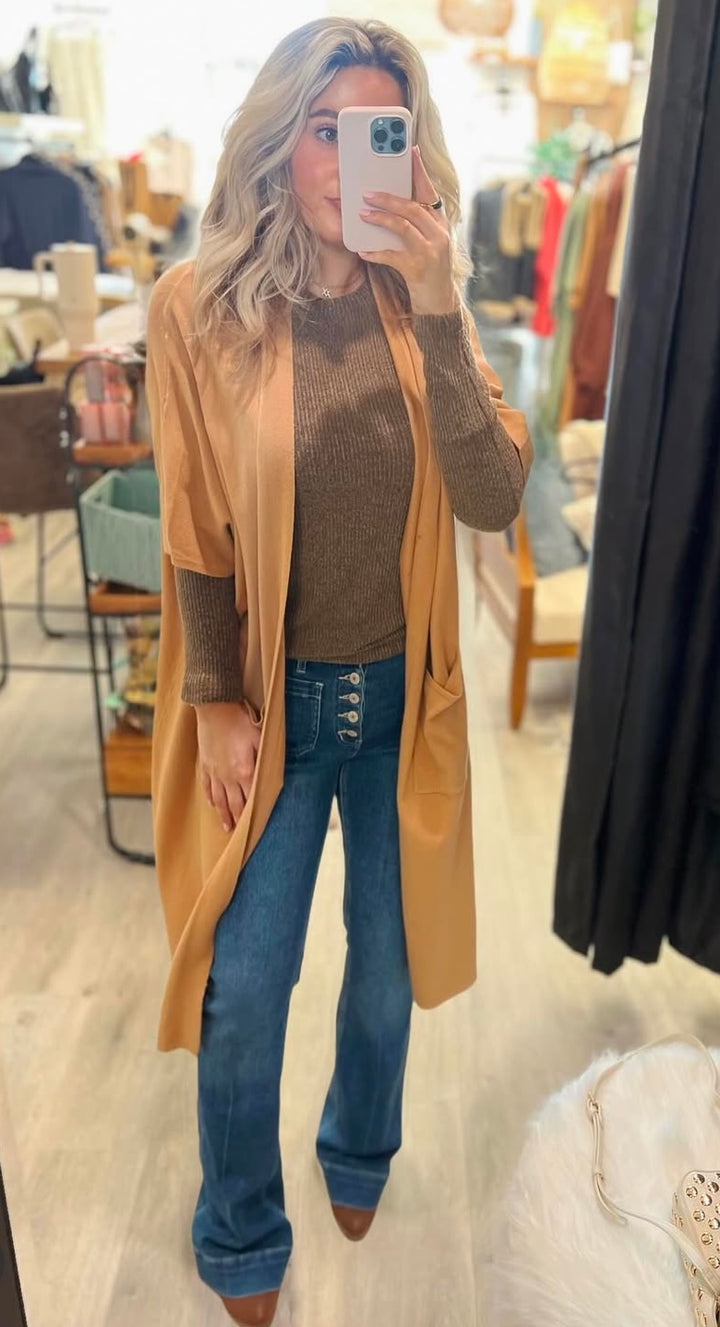 Mid Rise Patch Pocket  Flare Jean