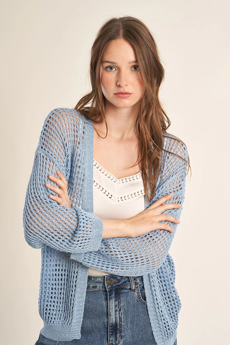 Blue Iridescent Cardigan Sweater-a-styledcollective