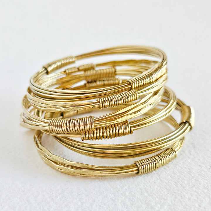 Brass Coil Wrapped Bracelet 