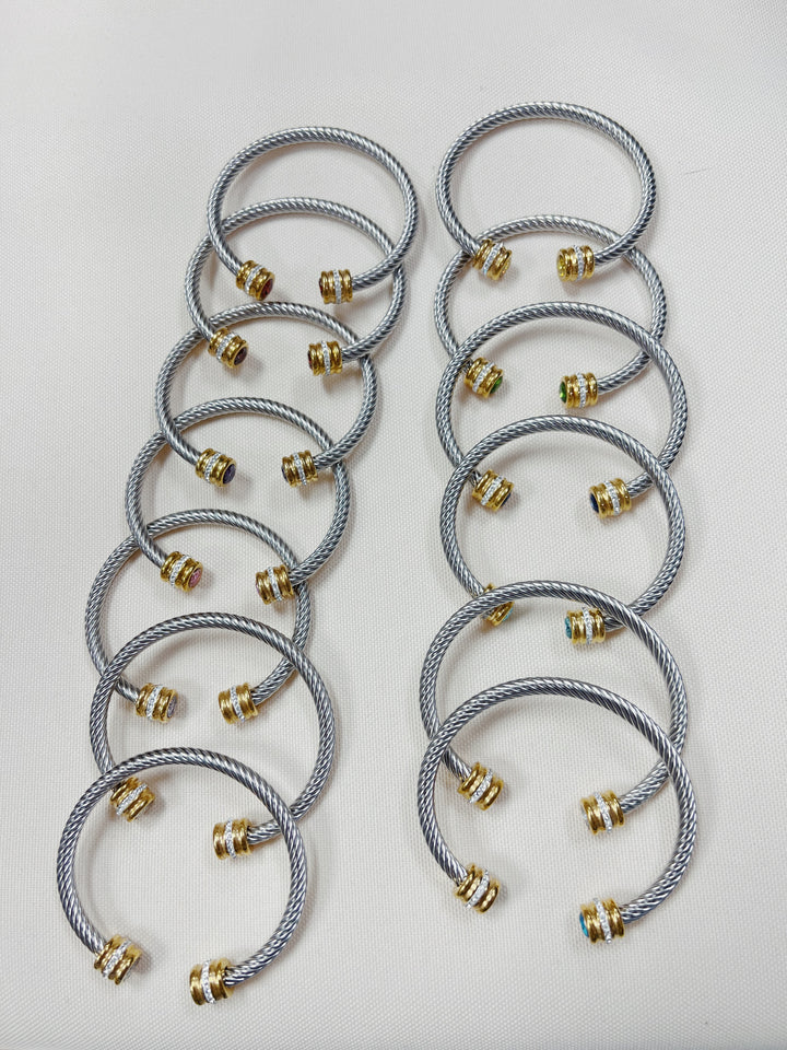 Cable Birthstone Bracelet