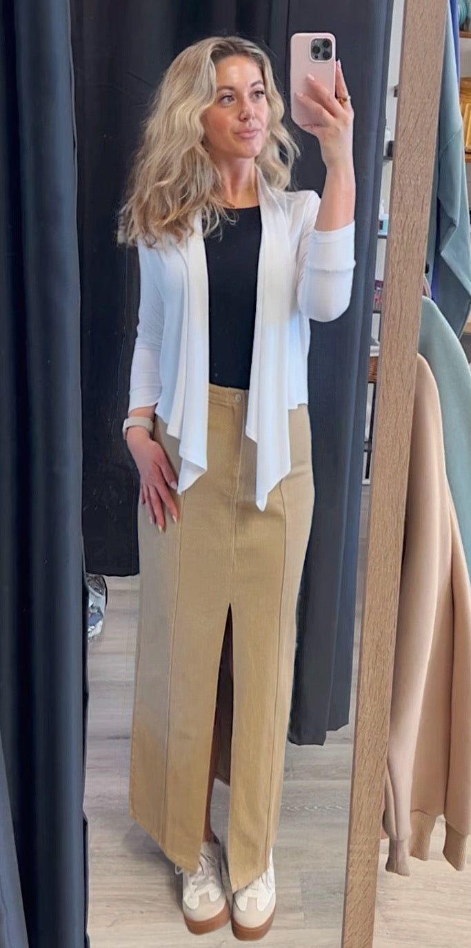 Khaki Skirt w/ Front Slit