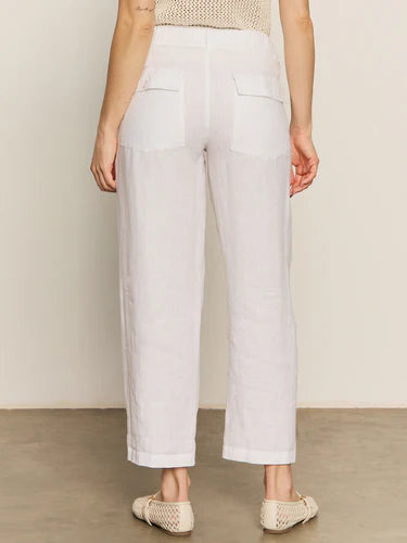 Relaxed White Linen Pants-CLEARANCE