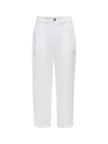 Relaxed White Linen Pants-CLEARANCE
