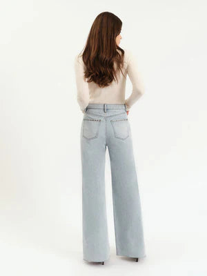 Daze Studded Wide Leg Denim Jeans