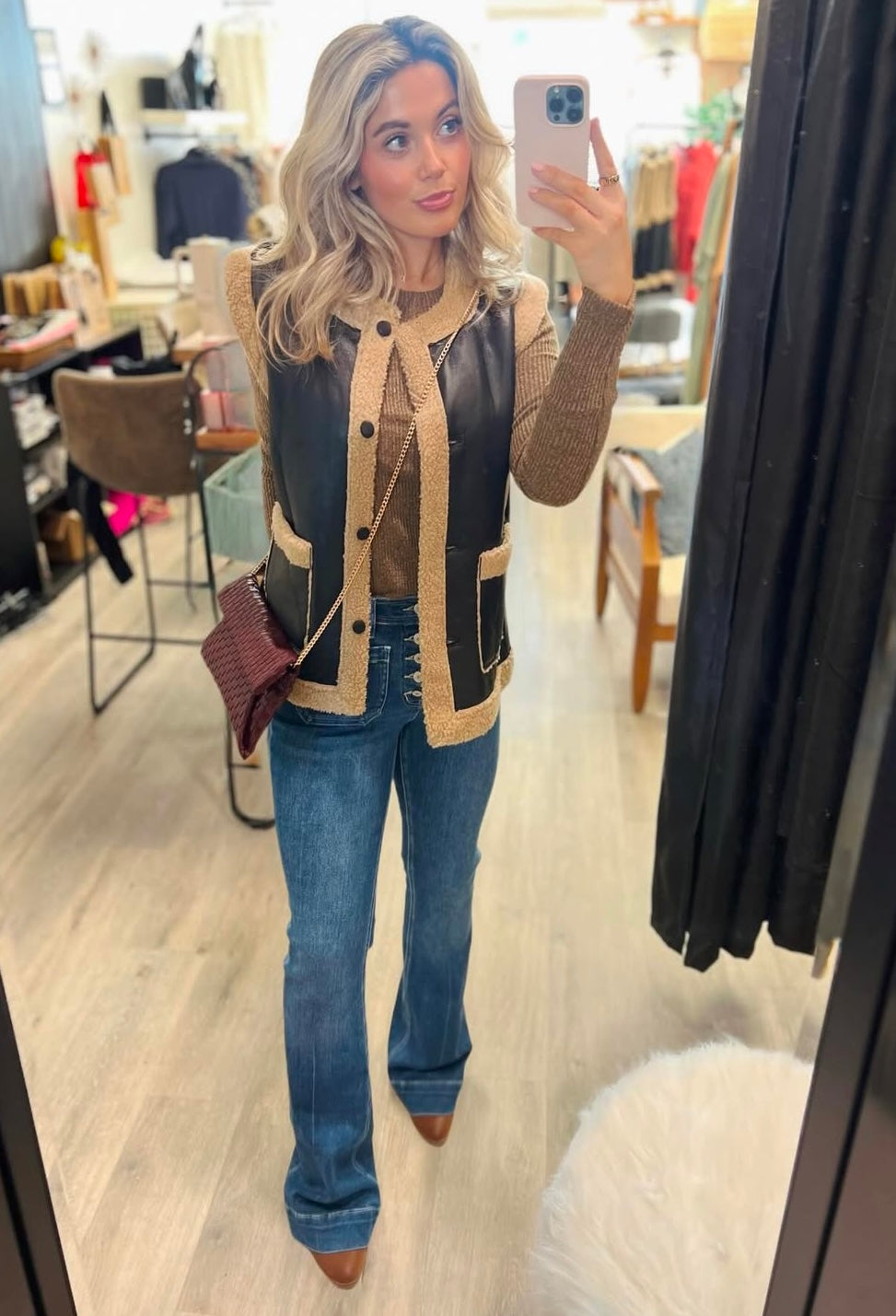 Mid Rise Patch Pocket  Flare Jean