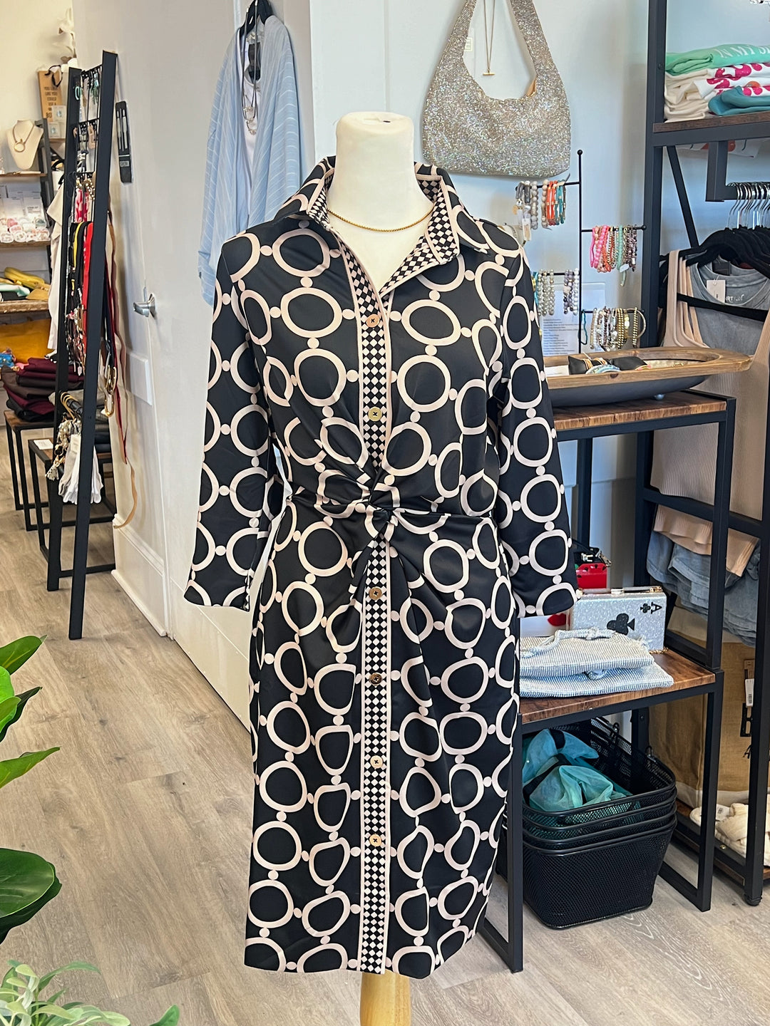 Twist Front Black Dress