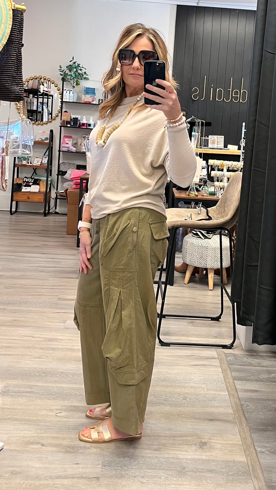 Wide-Leg Olive Cargo Pants