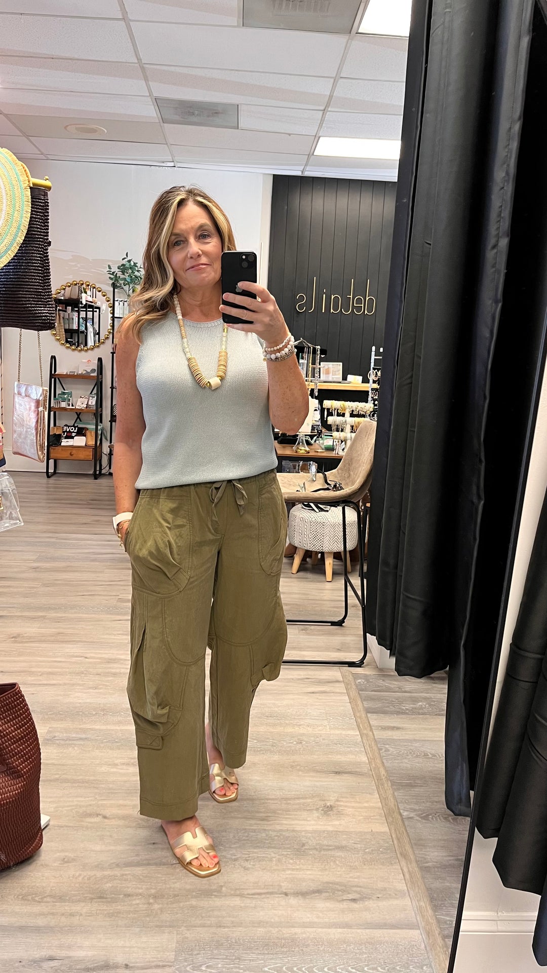 Wide-Leg Olive Cargo Pants