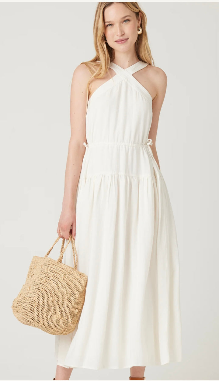Ivory Cross Halter Dress-REDUCED