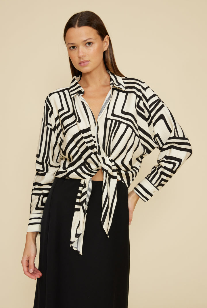 Black Ivory Print Top