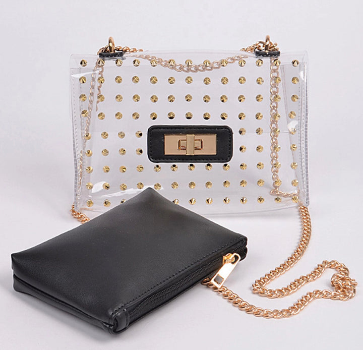 Stadium bag w/gold studs