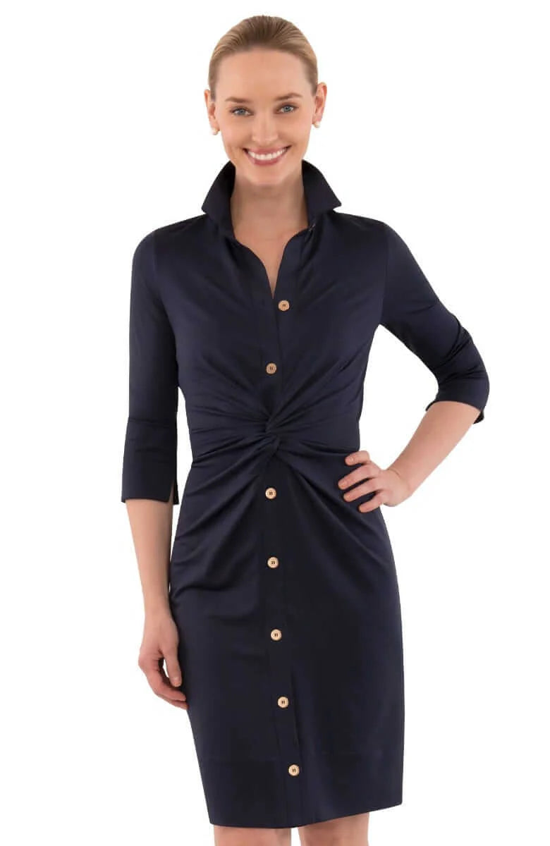 Twist Front Navy Dress 1 LEFT