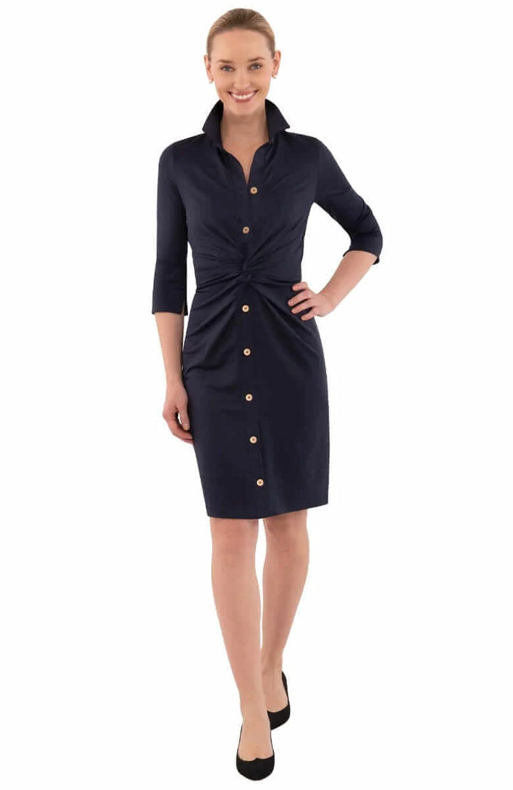 Twist Front Navy Dress 1 LEFT