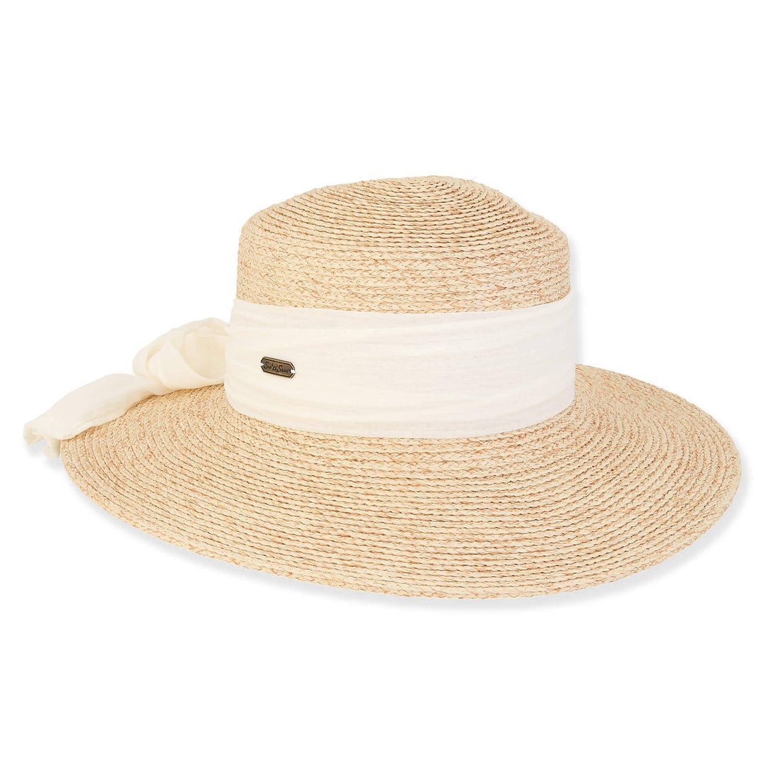 Summer Straw Hat with White Tie 