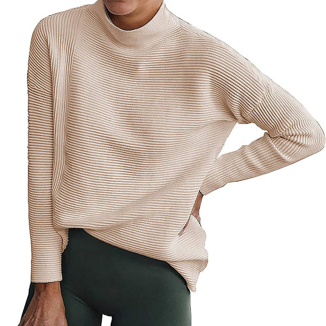 Neutral Mock Neck Ribbed Top 