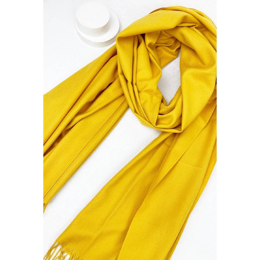 Red Solid Cashmere Scarf With Tassel