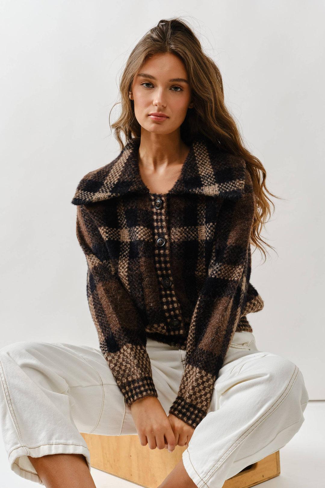 Plaid Button Up Sweater