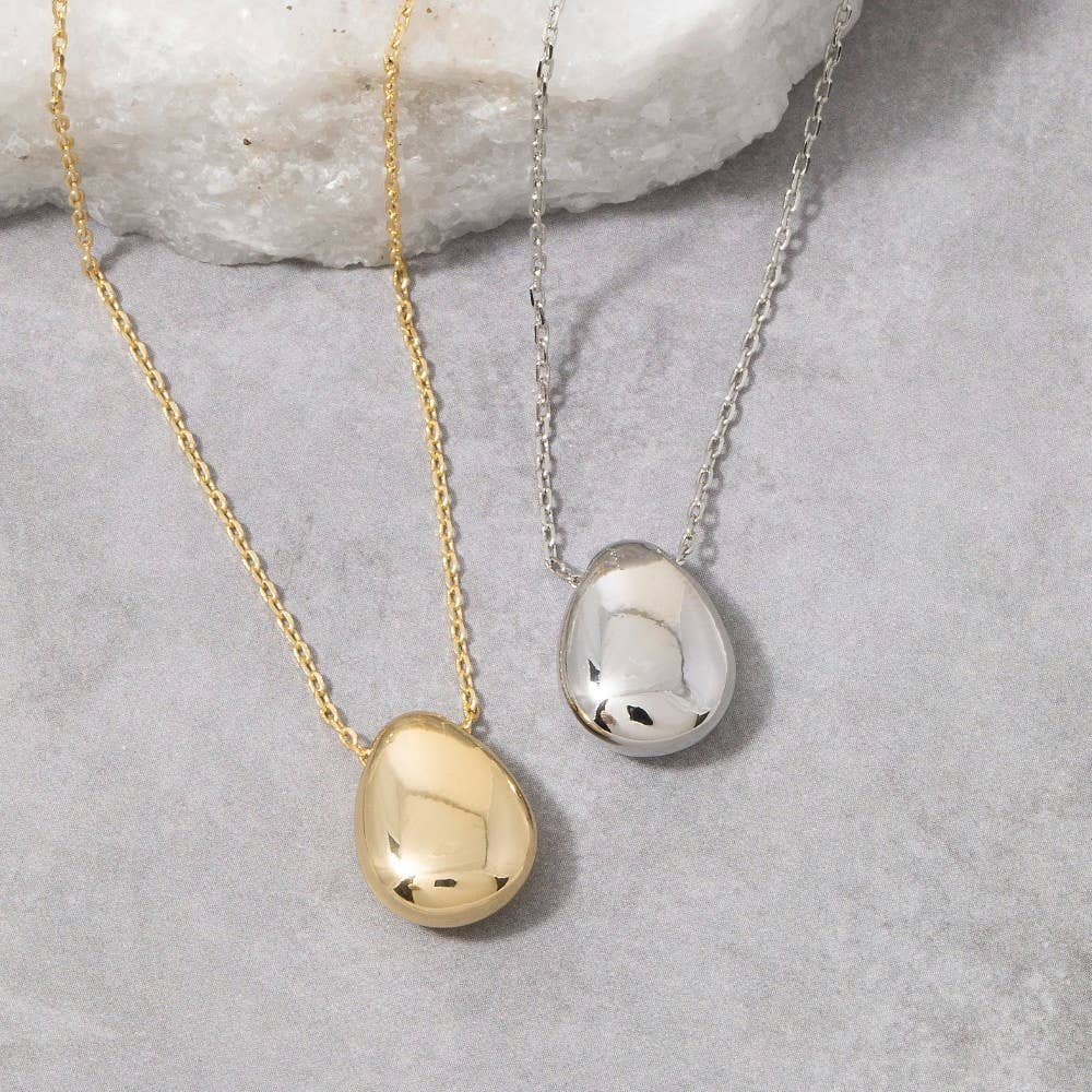 Gold Dipped Solid Teardrop Pendant Necklace