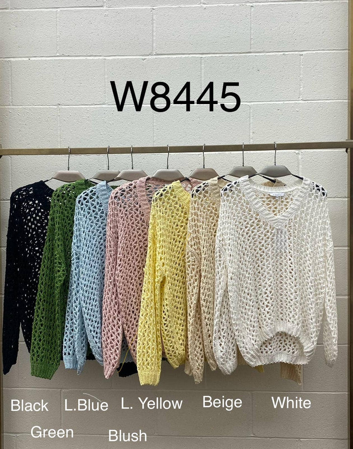 Tan Lightweight Open-Knit Pullover