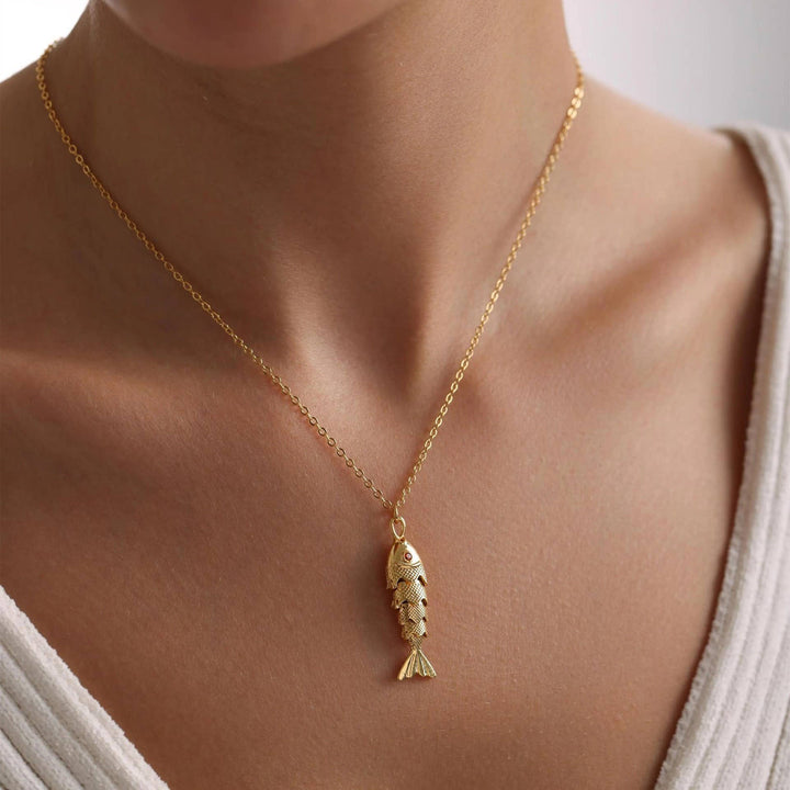 18K Stainless Steel Gold Fish Necklace