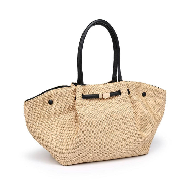 Straw Tote Black Handle