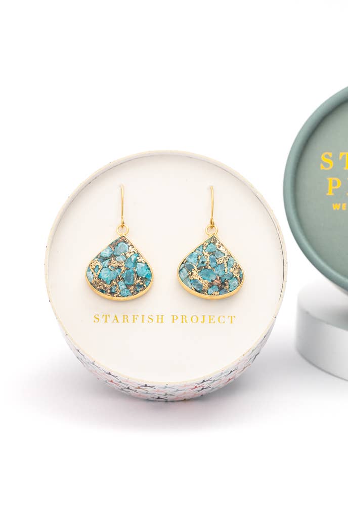 14K Gold Plated Natural Stone Earrings