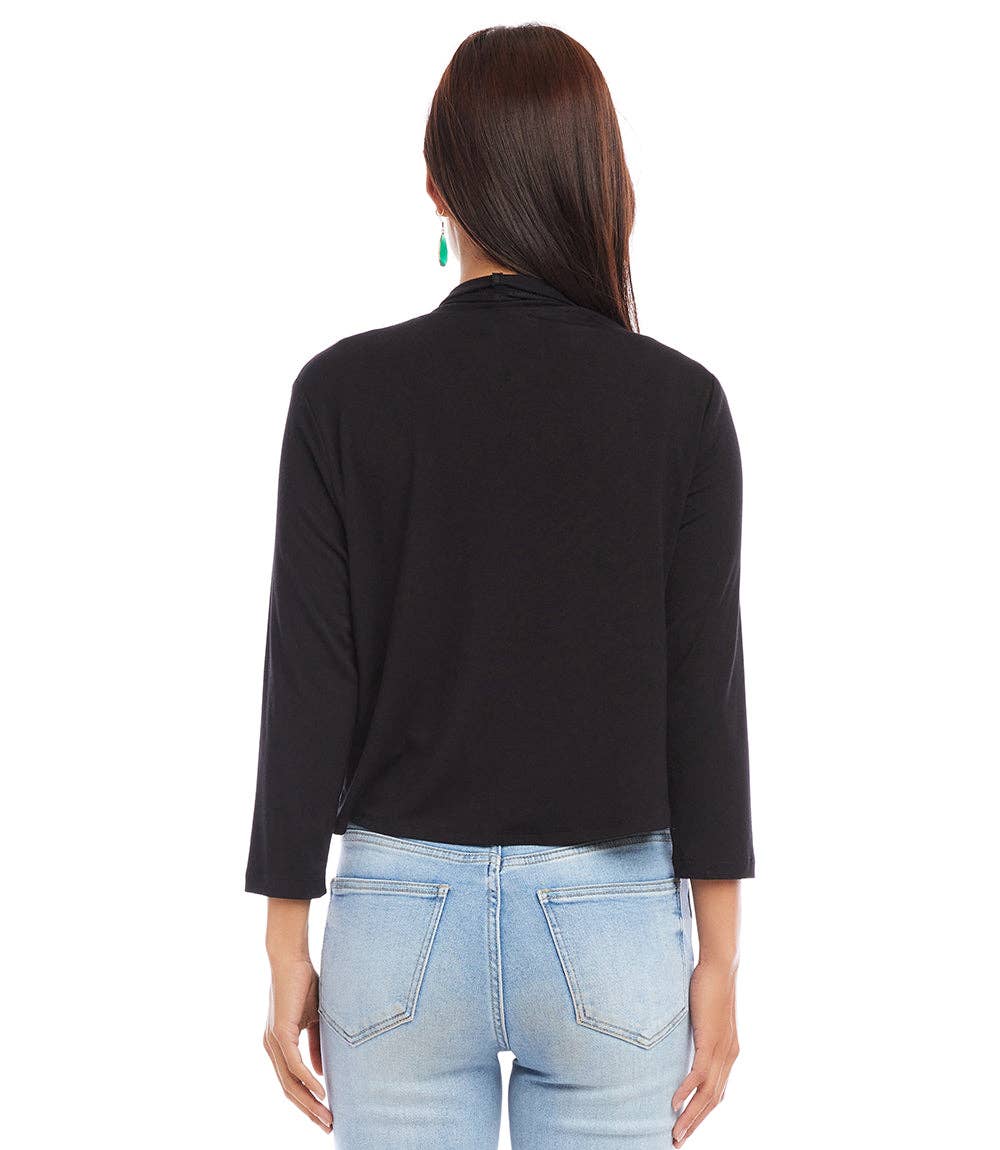Black Open Front  Cardigan
