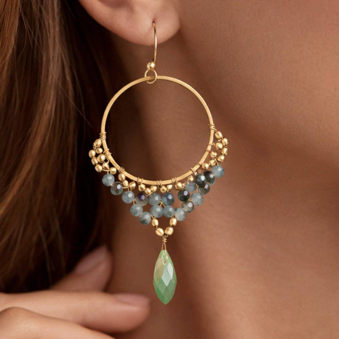 Multi Color Beaded Drop Earrings