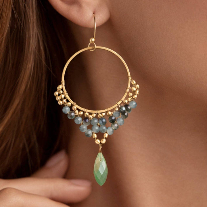 Multi Color Beaded Drop Earrings