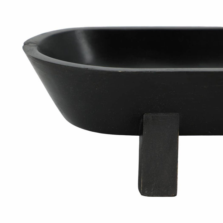 Black Wood Footed Oval Design Bowl