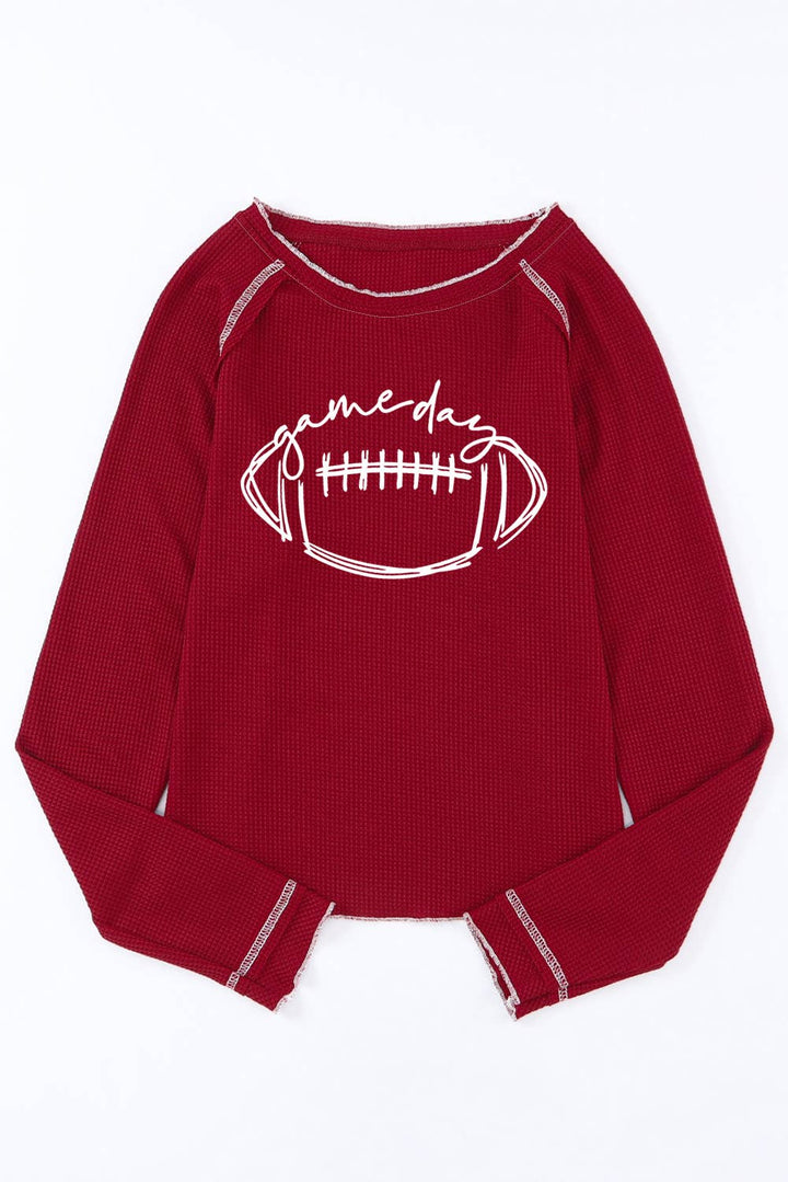 Game Day Rugby Football Knit Graphic Top