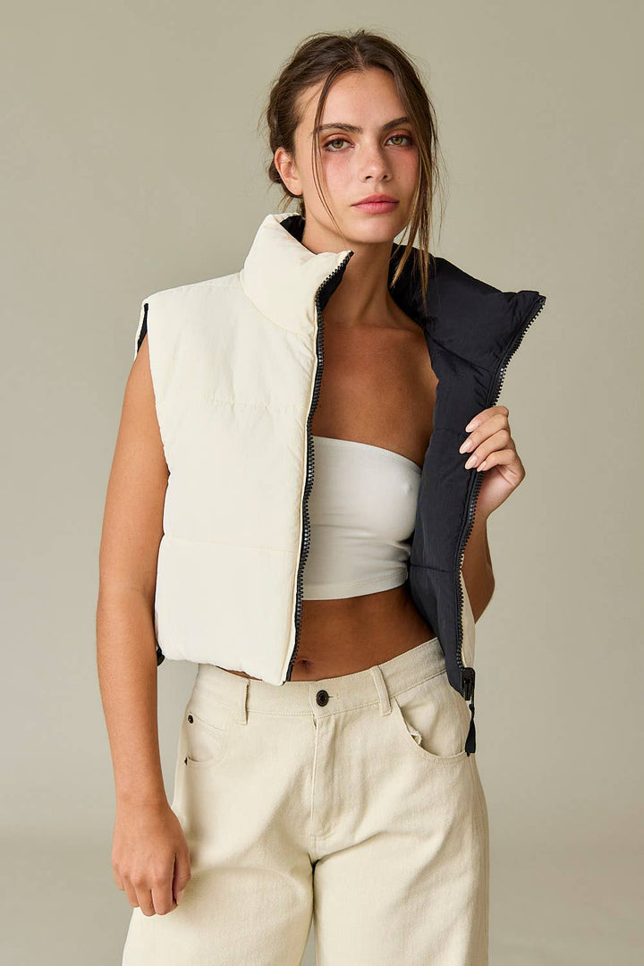 Reversible Cropped Puffer Vest